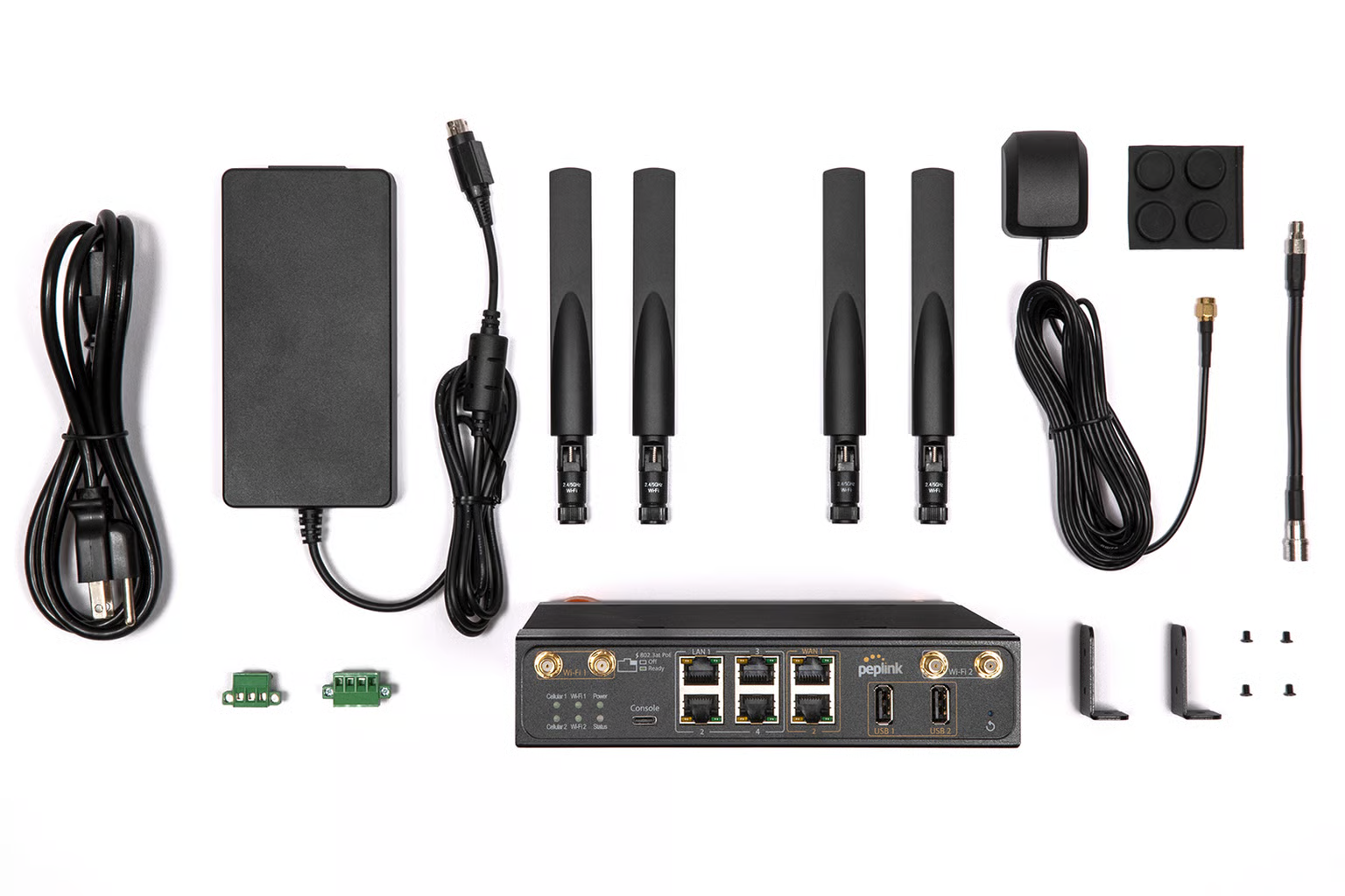 MBX Mini 5G router complete installation with all antennas and cables connected in deployment environment